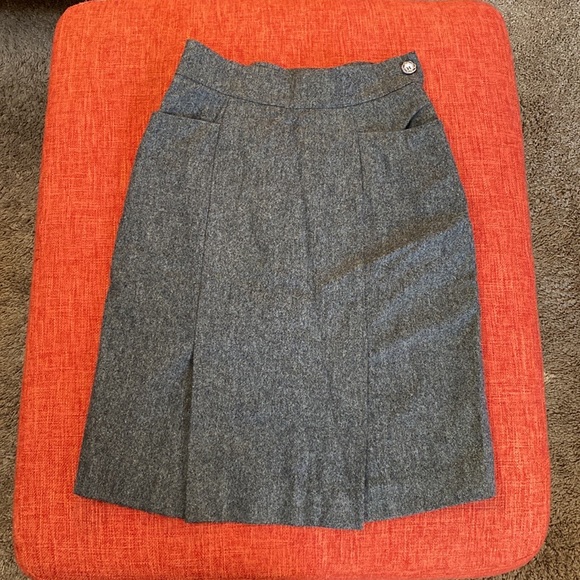 VTG HANAE MORI Paris Week-end Wool Skirt - Picture 1 of 8